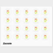'Oranje Waterverf Tulp'-etiket Ronde Sticker (Vel)