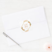 Oranje Waterverf van Citrus Gold Geometric Wedding Vierkante Sticker (Envelop)