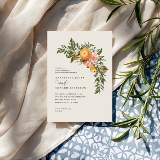 Oranje waterverf van citrusbloesem, botanische bru