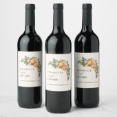 Oranje waterverf van citrusbloesem, botanische bru wijn etiket (Flessen)