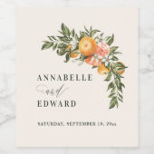 Oranje waterverf van citrusbloesem, botanische bru wijn etiket (Enkel label)