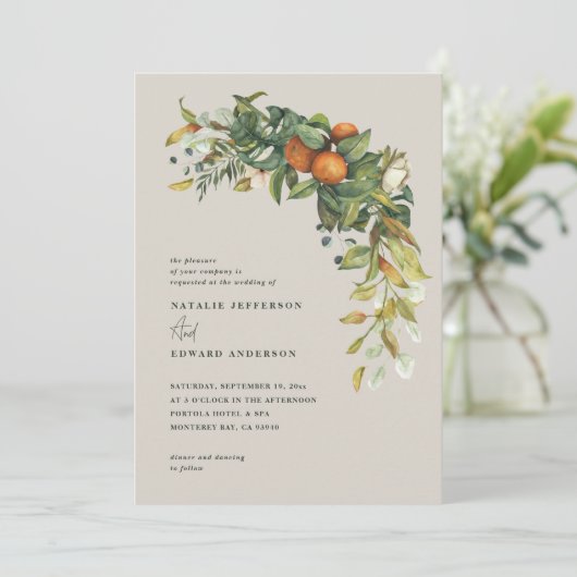 Oranje waterverf van citrusgrijs, botanische bruil (Staand voorkant)