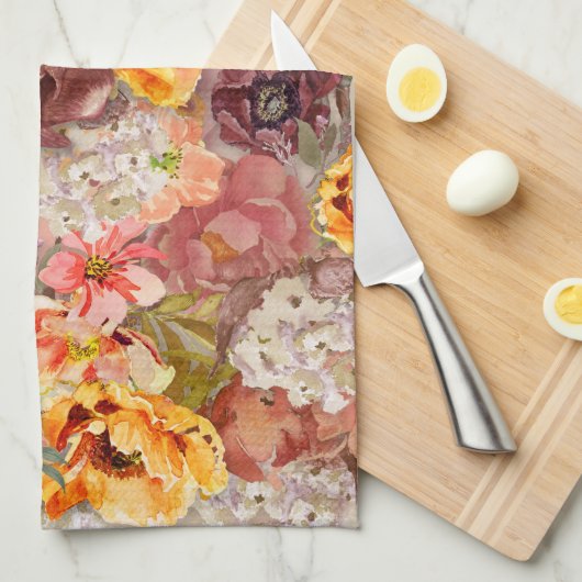 Oranje Waterverf van de herfst van de Herfst Burgu Theedoek (Quarter Fold)