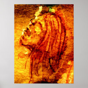 Oranje Waterverf van Sadheid Schilderen Poster