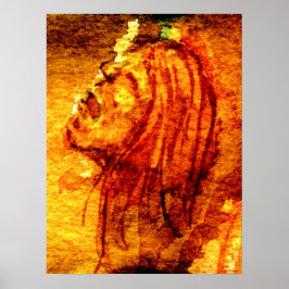 Oranje Waterverf van Sadheid Schilderen Poster