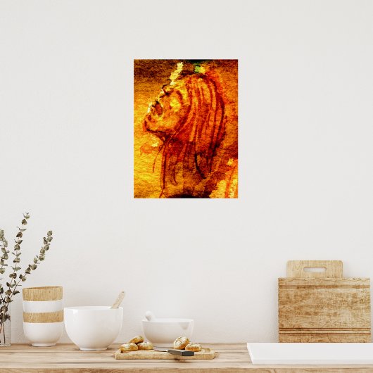 Oranje Waterverf van Sadheid Schilderen Poster (Keuken)