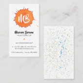Oranje Waterverf Vlek - Monogram Visitekaartje (Voorkant / Achterkant)