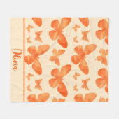 Oranje Waterverf Vlinders  Fleece Deken (Voorkant (Horizontaal))