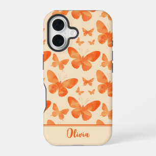Oranje Waterverf Vlinders iPhone 16 Hoesje