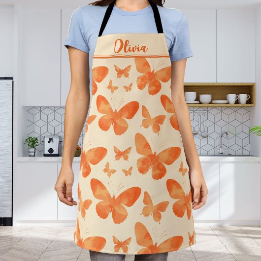 Oranje Waterverf Vlinders  Schort