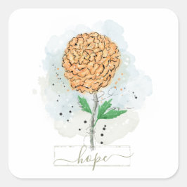 Oranje Waterverf Vloerhoopplein ticker Vierkante Sticker