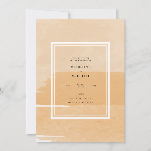 Oranje Waterverf | Voeg uw fotouitnodiging toe Kaart (Voorkant)