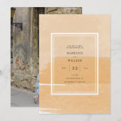 Oranje Waterverf | Voeg uw fotouitnodiging toe Kaart (Voorkant / Achterkant)