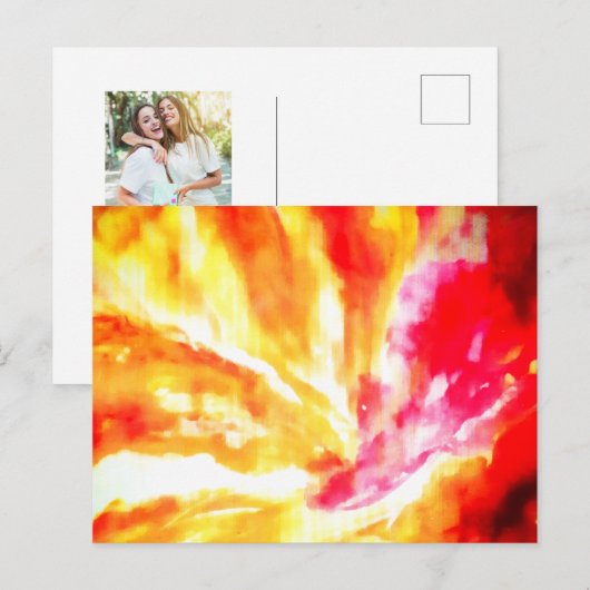 Oranje Waterverf voor doorsnede Feestdagenkaart (Voorkant / Achterkant)