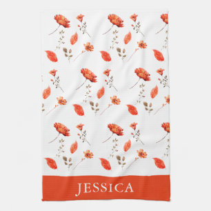 Oranje Waterverf Wilde bloem Naam Theedoek