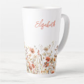 Oranje Waterverf Wildflower Latte Mok (Rechterhoek)