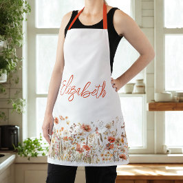 Oranje Waterverf Wildflower Schort