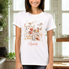 Oranje Waterverf Wildflower T-shirt