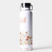 Oranje Waterverf Wildflower Waterfles (Achterkant)