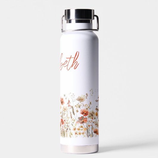 Oranje Waterverf Wildflower Waterfles (Achterkant)