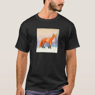 Oranje Waterverf winter sneeuwdier T-shirt