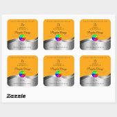 Oranje Wavy Silver Logo en Monogram Product Label (Vel)