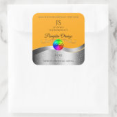 Oranje Wavy Silver Logo en Monogram Product Label (Tas)