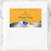 Oranje Wavy Silver Logo en Monogram Product Label (Tas)