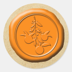 Oranje Wax Seal OFMD Branch Design Magnet Ronde Sticker