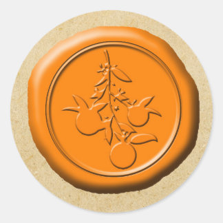 Oranje Wax Seal OFMD Branch Design Magnet Ronde Sticker