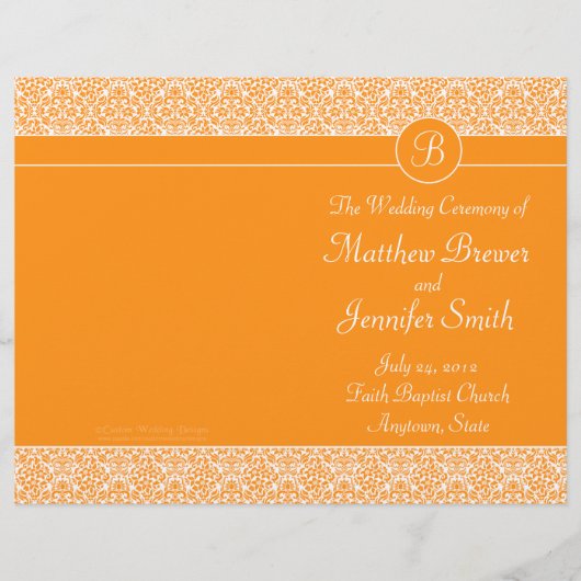 Oranje Wedding Order of Service & Ceremony Program (Voorkant)