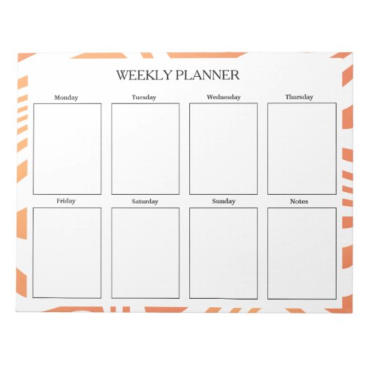 Oranje weekplanner op maat notitieblok (Voorkant)