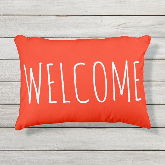 Oranje Welkom buitenshuis patiënt Accent Pillow Buitenkussen (Voorkant)