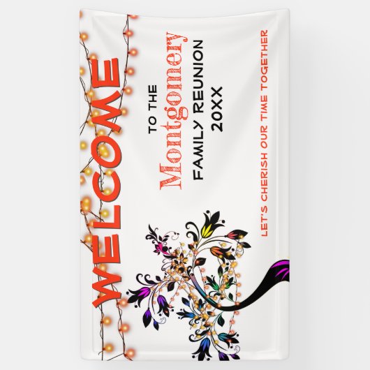 Oranje welkomstgezinshereniging - boomverlichting spandoek (Verticaal)