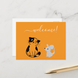 Oranje Welkomstkaart met Kat & Muis Briefkaart