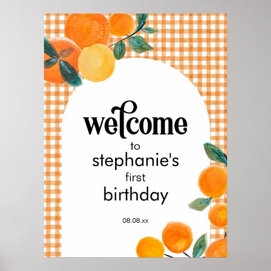 Oranje Welkomstteken op feestdag of Baby shower Poster (Voorkant)