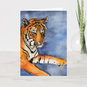 Oranje Wenskaart van de Bengaalse tijger (verticaa Kaart