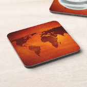  oranje wereldkaart bier onderzetter (Linkerzijde)