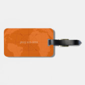 Oranje Wereldkaart met Compass Roos Monogram Bagagelabel (Achterkant horizontaal)