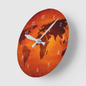 oranje wereldkaart ronde klok (Hoek)