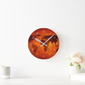 oranje wereldkaart ronde klok (Huis)