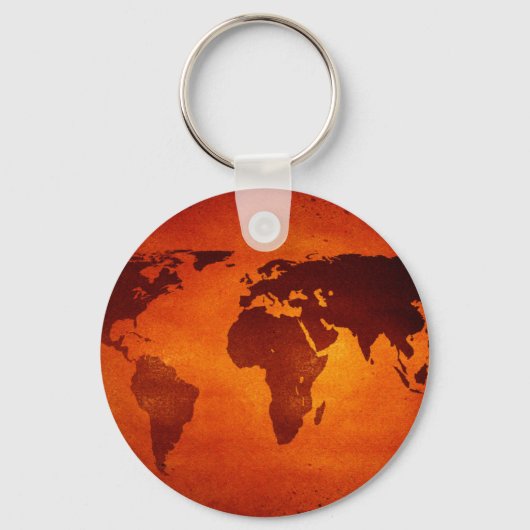  oranje wereldkaart sleutelhanger (Voorkant)