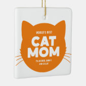 Oranje wereld's beste kat mam keramisch ornament (Rechts)