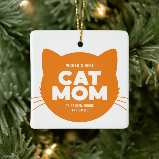 Oranje wereld's beste kat mam keramisch ornament (Boom)