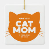 Oranje wereld's beste kat mam keramisch ornament (Achterkant)