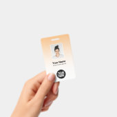 Oranje Werknemer Foto Bar Code Logo Naam Gradiënt Badge (Handheld)