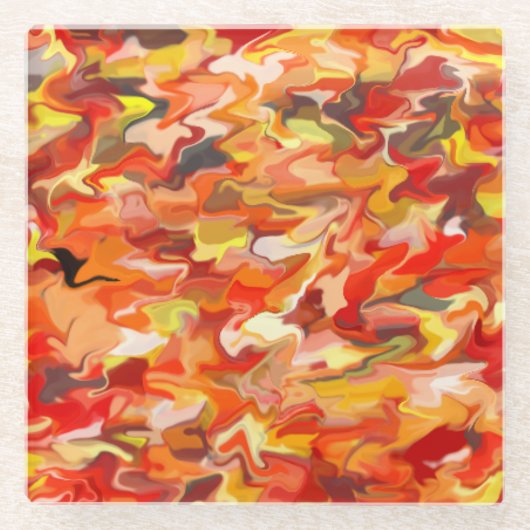 Oranje wervelglas Onderzetter (Voorkant)