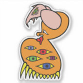 Oranje wezen met vele ogen sticker (Voorkant)