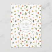 Oranje Whimsical Flower Wedding Details Kaarten (Achterkant)