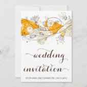 Oranje Whimsical Hearts Flowers Weddenschap Kaart (Achterkant)